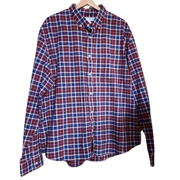 Old Navy XXL red blue plaid buttoned down long-sleeved  shirt westerncore - Picture 1 of 14
